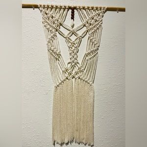 Large Whale Tail Beaded Macrame Wall Hanger